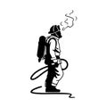 Firefighter. Firefighter simple black and white line art vector logo Royalty Free Stock Photo