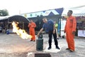 Firefighter simulating Royalty Free Stock Photo