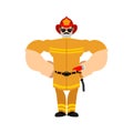 Firefighter Strong. Fireman powerful isolated. Vector illustration Royalty Free Stock Photo