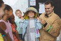 Firefighter teaching fire safety to school kids at school