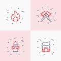 Firefighter thin line icons set