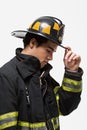 Firefighter tipping his hat Royalty Free Stock Photo