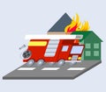 Firefighter truck flat skew icon