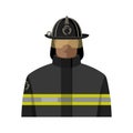A firefighter in uniform and helmet. Isolated color image