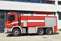 Firefighter vehicle next to the fire station
