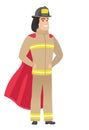 Firefighter wearing a red superhero cloak.