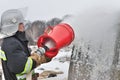 Firefighter at work