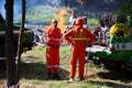 Firefighters (AIB) extinguishing a forest fire