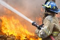 Firefighters battle a wildfire Royalty Free Stock Photo