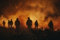 Firefighters battling a forest fire