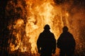 Firefighters battling a forest fire