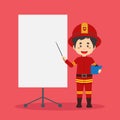 Firefighters Character with Blank Board Royalty Free Stock Photo