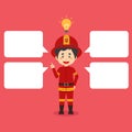 Firefighters Character Shows Get Idea with Bubble Text Royalty Free Stock Photo