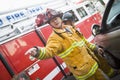 Firefighters cutting open a car Royalty Free Stock Photo