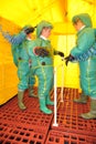 Firefighters decontamination Royalty Free Stock Photo