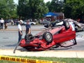 Car flipped over in Adelphi, Maryland Royalty Free Stock Photo