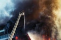 Firefighters extinguish a big fire Royalty Free Stock Photo