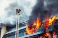 Firefighters extinguish a big fire Royalty Free Stock Photo