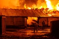 Firefighters extinguish a fire