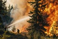 Firefighters extinguish a fire in the forest. Firefighters extinguish a fire Royalty Free Stock Photo