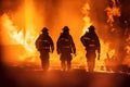 Firefighters extinguish the fire. Generative ai image Royalty Free Stock Photo