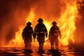 Firefighters extinguish the fire. Generative ai image Royalty Free Stock Photo