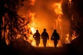 Firefighters extinguish the fire. Generative ai image Royalty Free Stock Photo