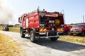 Firefighters fighting a huge bushfire in Portugal