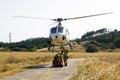 Firefighters fighting a huge bushfire in Portugal