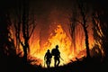 Firefighters fighting massive timber fires