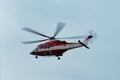 Firefighters\' helicopter flying to the site Royalty Free Stock Photo