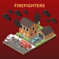 Firefighters Isometric Background