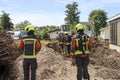 Firefighters must take action if a gas pipe is hit during excavation work