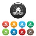 Firefighters rescue team icons set color