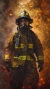 Firefighters Stand in Front of a Fire