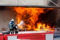 Firefighters struggle to extinguish the fire that broke out at a Royalty Free Stock Photo