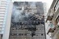 Firefighters Tackle a Blaze in an Office Block