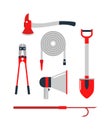 Firefighters tools vector set.