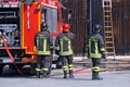 Firefighters during a training exercise Royalty Free Stock Photo