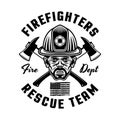 Firefighters vector emblem, logo, badge or label design illustration in monochrome style isolated on white background Royalty Free Stock Photo