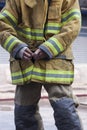 Firefighters wearing firefighting clothes and safety equipment for firefighting fire safety concept Royalty Free Stock Photo