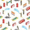 FirefighterSeamless Pattern Background 3d Isometric View. Vector Royalty Free Stock Photo