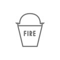 Firefighting bucket, fire equipment line icon.