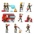 Firefighting Colorful Icons Set