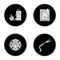 Firefighting glyph icons set