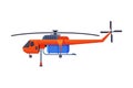 Firefighting Helicopter, Emergency Service Vehicle Flat Style Vector Illustration Isolated on White Background