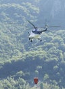 Firefighting helicopter in flight