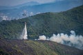 Firefighting helicopters of Hong Kong Goverment Flying Service Royalty Free Stock Photo