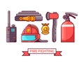 Firefighting Icons and Elements Set