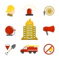 Firefighting icons flat